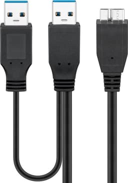 USB 3.0 Dual Power SuperSpeed -kaapeli, musta