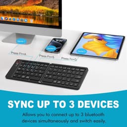 NÖRDIC Sammenleggbart Slim Bluetooth-tastatur i lommeformat, kompatibelt med iOS, Android og Windows, for smarttelefon, nettbrett, iPad, iPhone og laptop, US-layout