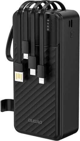 Dudao K11 Max 30000mAh Powerbank med inbyggda USB-kablar - Svart