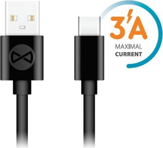 Forever-kabel USB - USB-C 1,0 m 3A, sort