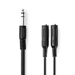 Nedis Stereo lydkabel | 6.35 mm Han | 2x 6.35 mm Hun | Nikkel belagt | 0.20 m | Rund | Boks
