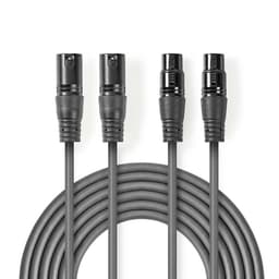 Nedis Balanceret Audio kabel | 2x XLR 3-Pin Hanstik | 2x XLR 3-Pin Hunstik | Nikkelplateret | 5.00 m | Runde | PVC | Mørkegrå | Kartonhylster