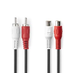 Nedis Stereo Audio kabel | 2x RCA Hanstik | 2x RCA Hun | Nikkelplateret | 10.0 m | Runde | Sort | Label