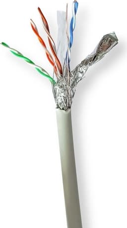 Nedis CAT6 nettverkskabelrull | Stranded | S/FTP | Bare kobber | 305 m | Innendørs | Rund | LSZH | Grå | Trekkboks