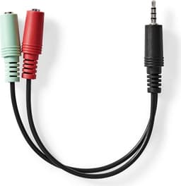 Nedis Stereo lydkabel | 3.5 mm Han | 2 stk. 3.5 mm, hunn | Nikkel belagt | 0.20 m | Rund | Antrasitt | Boks
