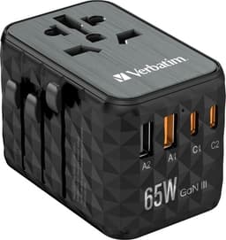 Verbatim GaN III Universal reiseadapter UTA-05 PD65W QC 4+