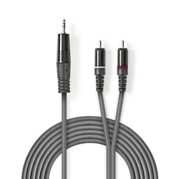 Nedis Stereo lydkabel | 3.5 mm Han | 2x RCA Han | Nikkel belagt | 1.50 m | Rund | Mørk Grå | Pappetui