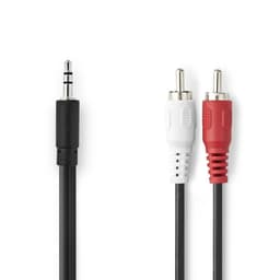 Nedis Stereo lydkabel | 3.5 mm Han | 2x RCA Han | Nikkel belagt | 1.00 m | Rund | Sort | Boks