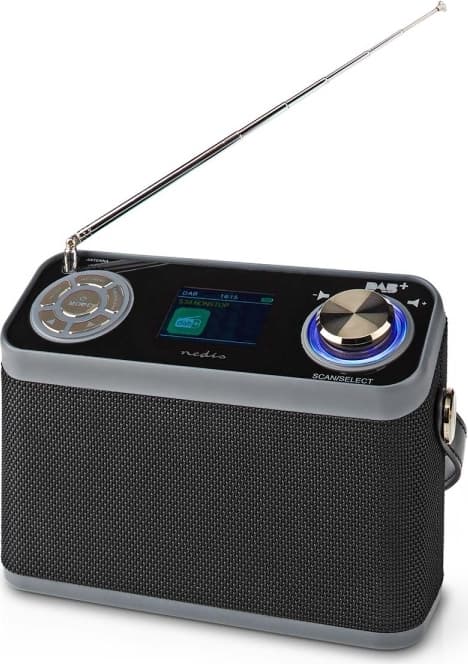 Nedis DAB+ Radio | Borddesign | DAB+ / FM | 2.40 "" | Farveskærm | Batteri / Strømforsyning | Digital | 24 W | Bluetooth® | Hovedtelefonudgang | Alarmurfunktion | Sleep timer | IP20 | Håndtag | Sort