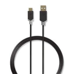 Nedis USB-kabel | USB 2.0 | USB-A Han | USB-C™ Hann | 60 W | 480 Mbps | Gull belagt | 1.00 m | Rund | PVC | Antrasitt | Boks