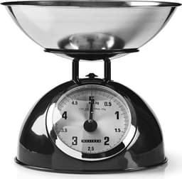 MELISSA Retro kjøkkenvekt | Analog | Metallhus | Avtakbar skål | Maks. 5 kg | 25-grams trinn | Svart