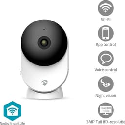 Nedis SmartLife Indendørs Kamera | 3MP Full HD 1296p | Cloud Storage (mulighed) / microSD (ikke inkluderet) / Onvif | Nattesyn | Hvid
