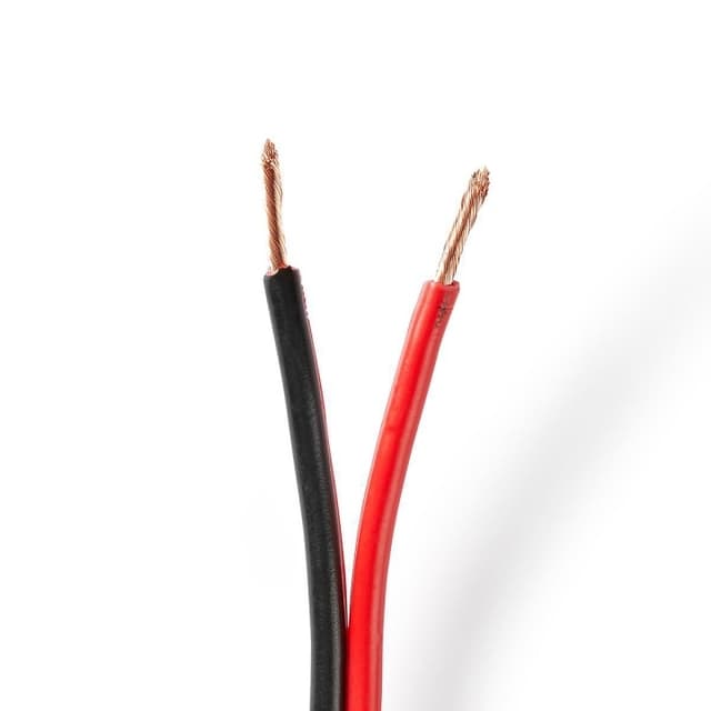 Nedis Højtaler Kabel | 2 x 2.50 mm² | Kobber | 100 m | Runde | PVC | Rød / Sort | Rulle