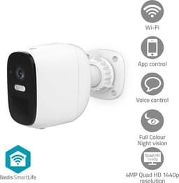 Nedis SmartLife udendørskamera | Spotlight | 4MP Quad HD 1440p / 2560x1440 | IP66 | Maks. batteritid: 10 Måned | Cloud Storage (mulighed) / microSD (ikke inkluderet) | 5 V DC | Bevægelse Sensor | Nattesyn | Hvid