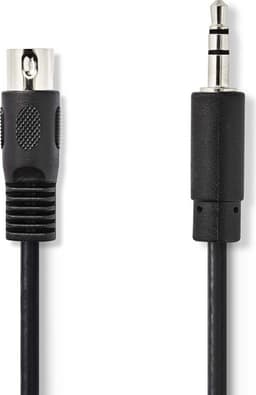Nedis DIN Audio kabel | DIN 5-Pin Han | 3.5 mm Hanstik | Nikkelplateret | 2.00 m | Runde | PVC | Sort | Label