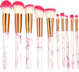Profesjonelle skånsomme sminkekoster 10-Pack, Marmor Fuchsia