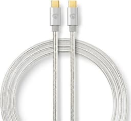 Nedis USB-kabel | USB 3.2 Gen 1 | USB-C™ Hann | USB-C™ Hann | 60 W | 4K@60Hz | 5 Gbps | Gull belagt | 2.00 m | Rund | Flettet / Nylon | Aluminium | Deksel Vindusboks