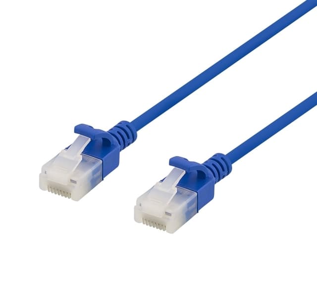 Deltaco U/UTP Cat6a patchkabel, slim, 3,5mm i diameter, 5m,LSZH, blå