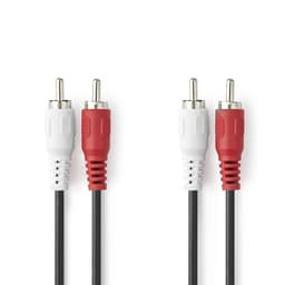 Nedis Stereo Audio kabel | 2x RCA Hanstik | 2x RCA Hanstik | Nikkelplateret | 1.50 m | Runde | Sort | Label