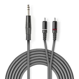 Nedis Stereo lydkabel | 6.35 mm Han | 2x RCA Han | Nikkel belagt | 1.50 m | Rund | Mørk Grå | Pappetui