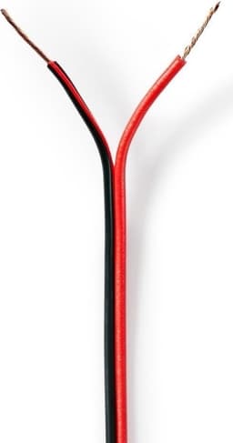 Nedis Speaker Cable | 2 x 0.50 mm² | CCA | 100 m | Rund | PVC | Rød / Sort | Pakk Inn