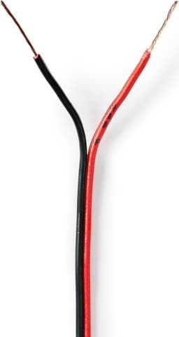 Nedis Speaker Cable | 2 x 0.35 mm² | CCA | 100 m | Rund | PVC | Rød / Sort | Pakk Inn