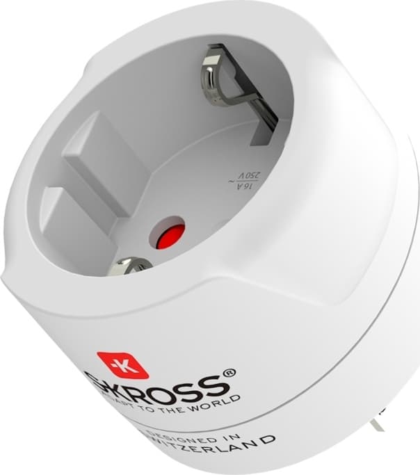 SKROSS Reseadapter Europa till USA m.fl. Jordad