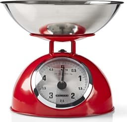 MELISSA Retro kjøkkenvekt | Analog | Metallhus | Avtakbar skål | Maks. 5 kg | 25 grams trinn | Rød