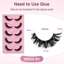3D Faux Mink-vipper, naturlige Cateye-vipper med lett finish, pakke med 5