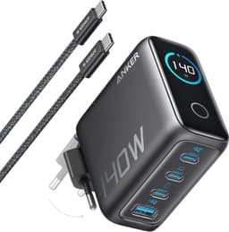 Anker 140W USB-C 4-Port Multi-Devices GaN-lader, Touch Control, kompatibel med MacBook, iPhone 17/16/15, Samsung, Pixel og mer