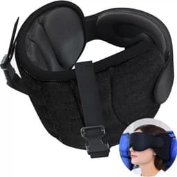 Flypute med sovemaske – Bomull 360° nakkestøtte, anti-nikk, svart