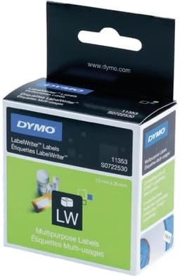 DYMO LabelWriter yleistarra, 23x12 mm, valkoinen, 1-pakkaus (1000 kpl)