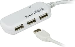 ATEN aktiv USB 2.0 forlængerkabel med indbygget hub til fire enheter,