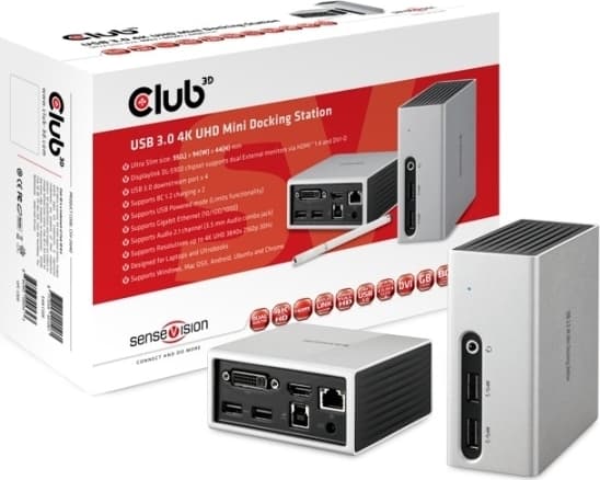 CLUB3D SenseVision USB 3.0 4K UHD Mini Docking Station