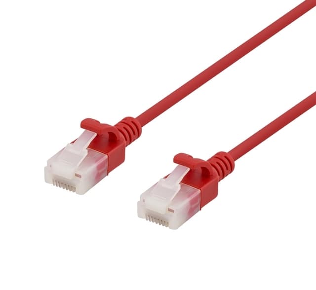 DELTACO U/UTP Cat6a patch cable, slim, 3,5mm diameter, 2m, red