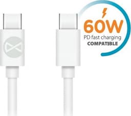 Forever-kabel USB-C - USB-C 1,0 m 3A, hvid