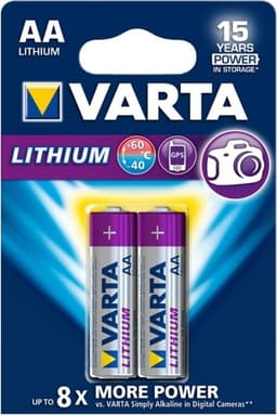 Litiumbatteri AA | 1.5 V DC | 2900 mAh | 2-Blisterkort | Grå / Sølv