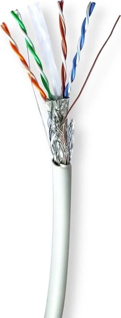 Nedis CAT6 netværkskabel rulle | Solid | S/FTP | Kobber | 305 m | Indendørs | Runde | LSZH | Grå | Trækboks