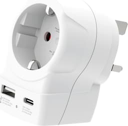 SKROSS Rejseadapter Europa til UK og andre USB-A/USB-C 20W PD med jordforbindelse