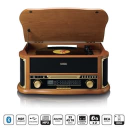 Lenco Retro-pladespiller i træ med Bluetooth® AM/FM-radio, USB-kodning, cd-afspiller, kassetteafspiller og indbyggede højttalere