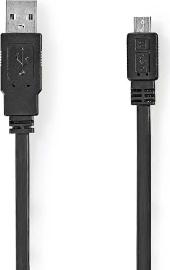 Nedis USB-kabel | USB 2.0 | USB-A Han | USB Micro-B han | 480 Mbps | Nikkelplateret | 1.00 m | Fladt | PVC | Sort | Konvolut