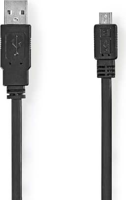 Nedis USB-kabel | USB 2.0 | USB-A Han | USB Micro-B han | 480 Mbps | Nikkelplateret | 1.00 m | Fladt | PVC | Sort | Konvolut