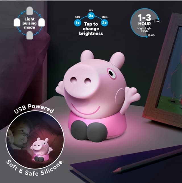 Paladone Peppa Pig silikonelampe, genopladelig