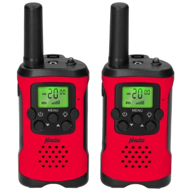 Alecto Walkie-Talkie-sæt | 2 håndsæt | Op til 7 km | Frekvenskanaler: 8 | PTT / VOX | 24 timers standby | Headset-udgang | Indbygget lommelygte | Rød