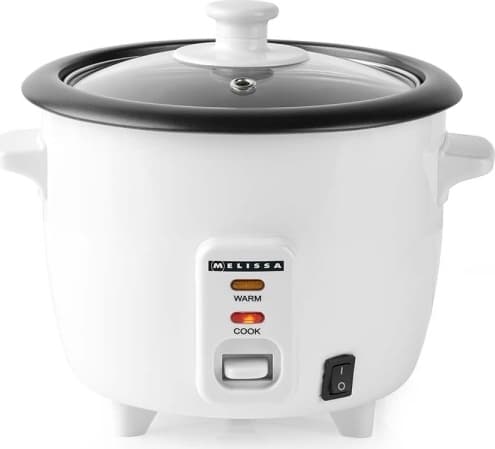MELISSA Riskoger | 0,6 l | 300 W | non-stick belægning | aftagelig skål | dampkurv | holde-varm-funktion | automatisk slukning | hvid