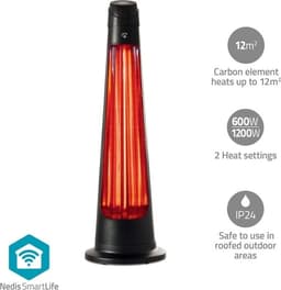 Nedis SmartLife Terrassevarmer | Wi-Fi | 1200 W | 2 Varmeindstillinger | Svingning | Fald over beskyttelse | IP24 | Sort