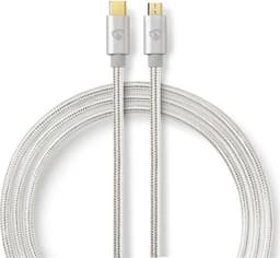 Nedis USB-kabel | USB 2.0 | USB-C™ Han | USB Micro-B han | 10 W | 480 Mbps | Guldplateret | 3.00 m | Runde | Flettet / Nylon | Aluminium | Cover Window Box