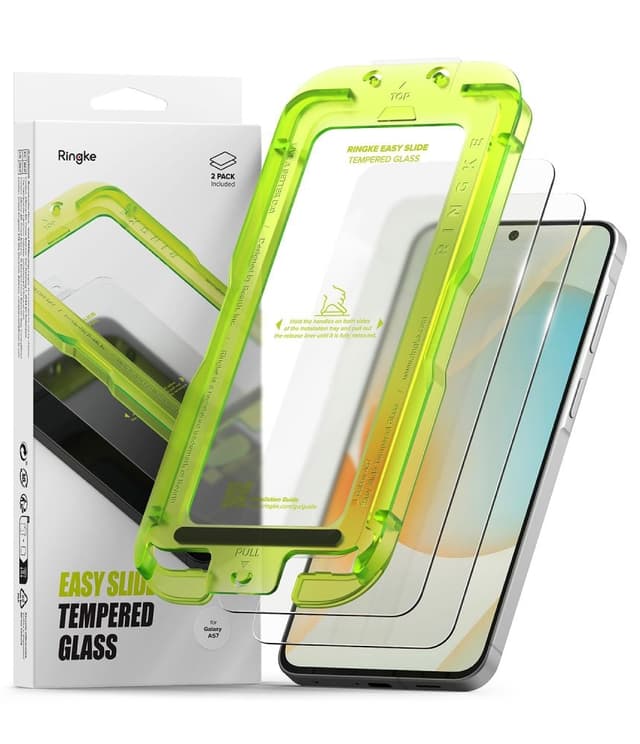 2-PAK Ringke Easy Slide Skærmbeskyttelse Hærdet glas til Samsung Galaxy A57 5G - Transparent