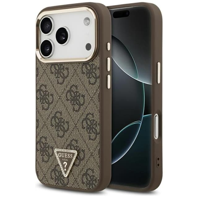 Guess Mobilskal till iPhone 17 Pro MagSafe 4G Triangle Logo - Brun Guld
