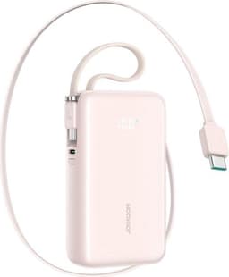 Joyroom Powerbank 10000 mAh 35W med Inbyggda USB-C-Kablar - Rosa